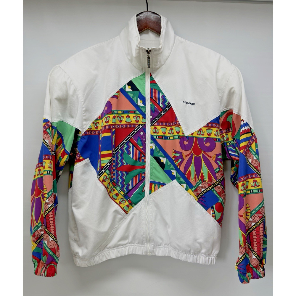 Vintage HEAD Jacket Womens Approx Small White / Aztec Art Windbreaker